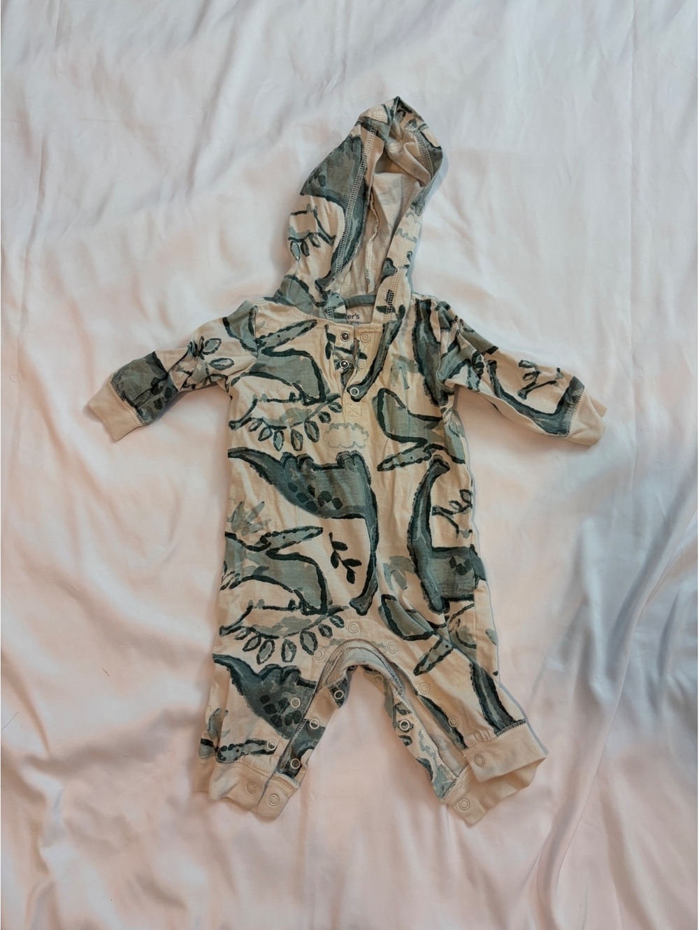 Carter's Baby Hooded Dinosaur Print Cotton Romper 6 Months